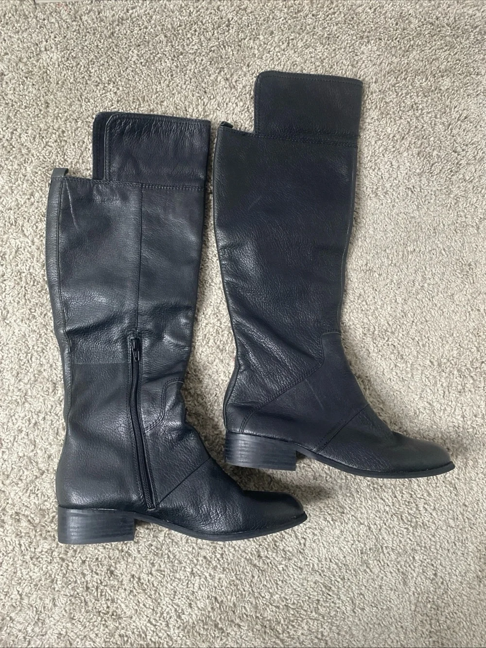 Women's Knee High Black Leather Platform Boot Nine West Size 9.5